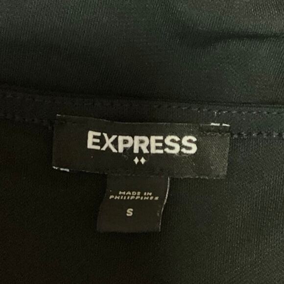 Express Women's Black V-Neck Smocked Waist Balloon Sleeve Wrap Blouse Top Size S - Picture 3 of 4